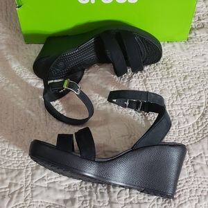 Crocs Black Sandal Wedges